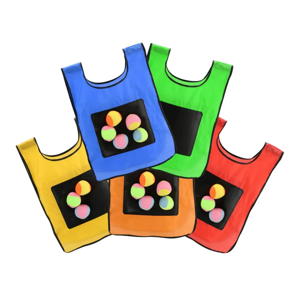 Sticky Dodge Ball Game Vest Outdoor Sports Toy Jersey Fabric Props Throw Catch Soft Fleece Balls Safe for Kids Teens Adults Quick Pick Grocers
